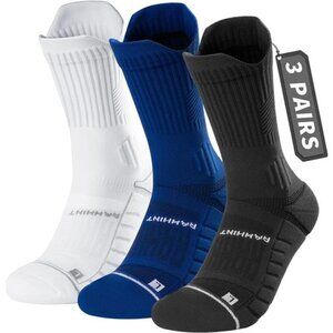 Compression Running Socks 3 Pairs, Cushion Crew Socks, Anti-Blister